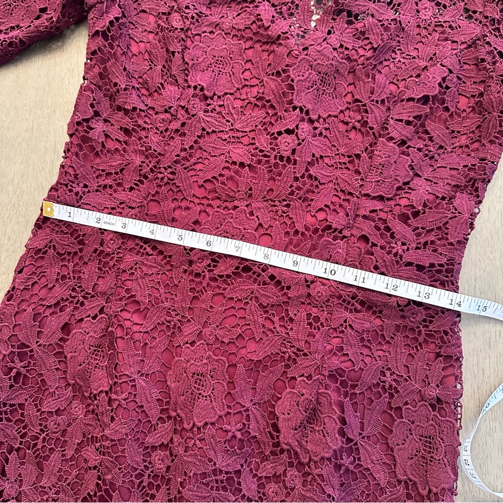 SOIEBLU Sangria Wine Floral-Lace Three-Quarter Sleeve Dress Size Medium - Picture 16 of 16